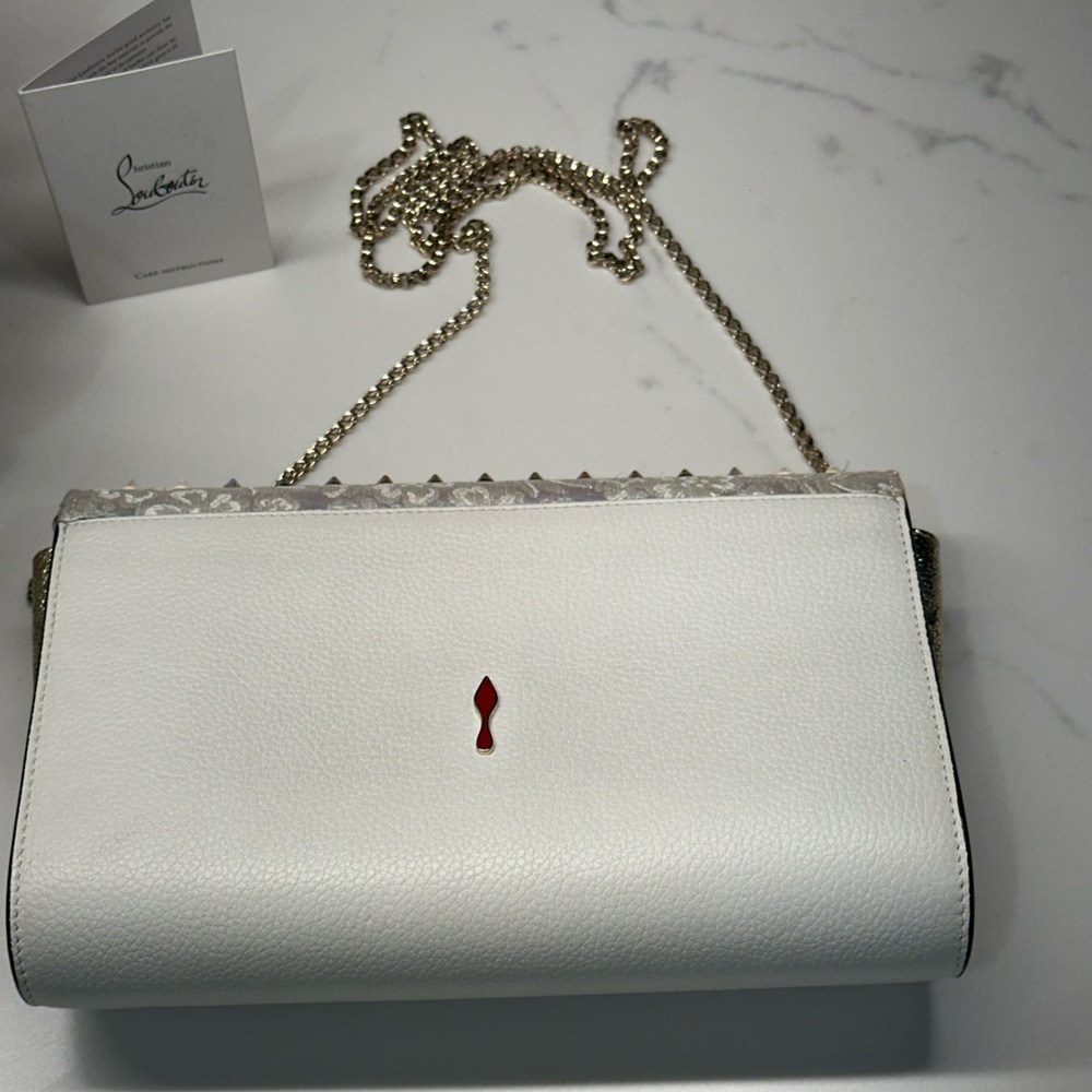Christian Louboutin Paloma Silver and Gold Studded Clutch Shoulder Bag - Picture 3 of 16
